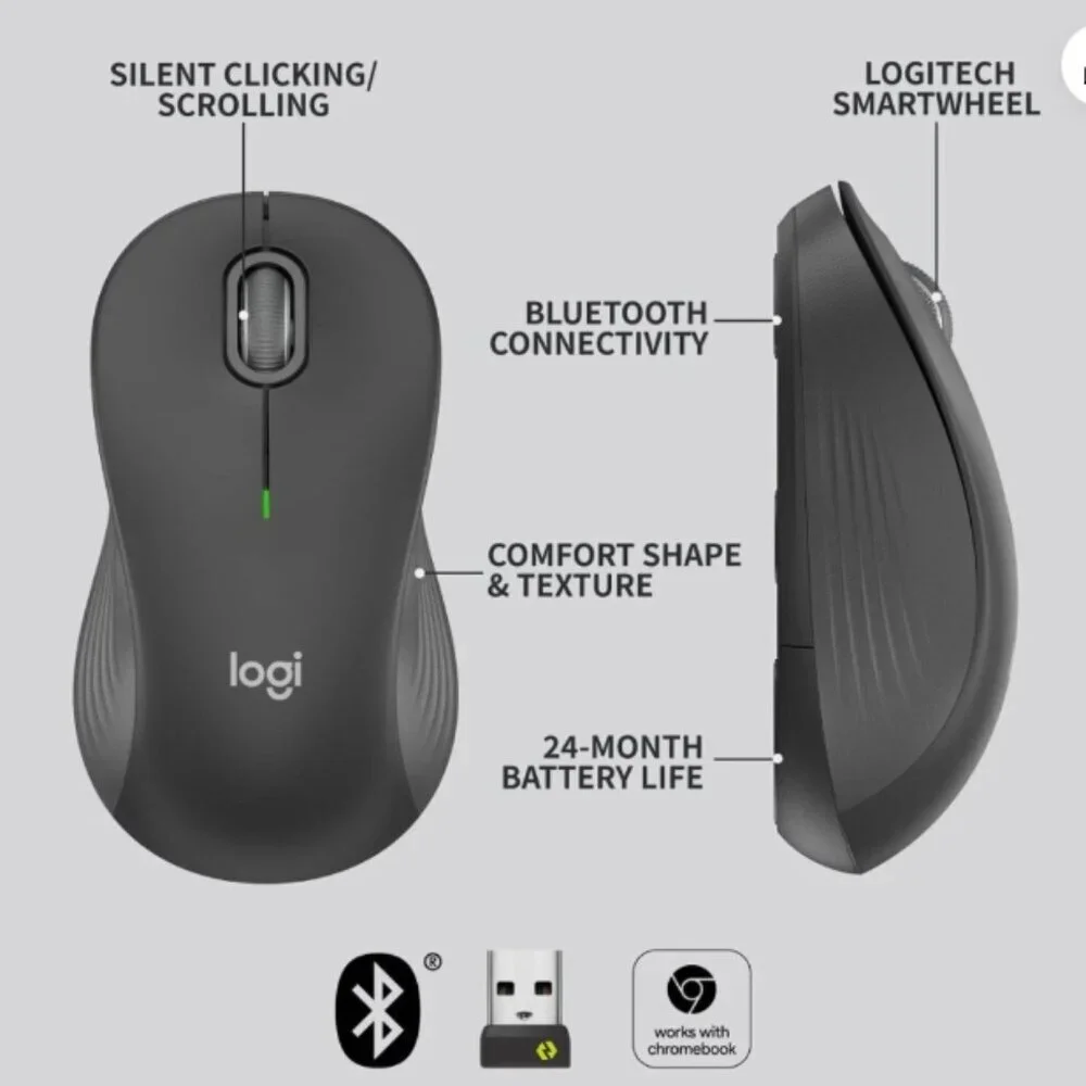 Logitech Signature M550L Graphite Wireless Ambidextrous Optical Mouse